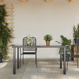 Garden Table Black 150x90x74 cm Aluminium and Glass - Side View