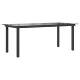 Garden Table Black 190x90x74 cm Aluminium and Glass - Front View