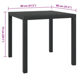 Garden Table Black 80x80x74 cm Aluminium and WPC - 45-Degree Angle