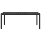 Garden Table Black 185x90x74 cm Aluminium and WPC - Front View