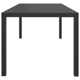 Garden Table Black 185x90x74 cm Aluminium and WPC - Side View