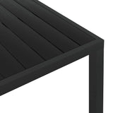 Garden Table Black 185x90x74 cm Aluminium and WPC - Top-Down View
