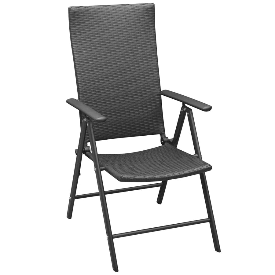 Stackable Folding Chairs 2 pcs Poly Rattan Black