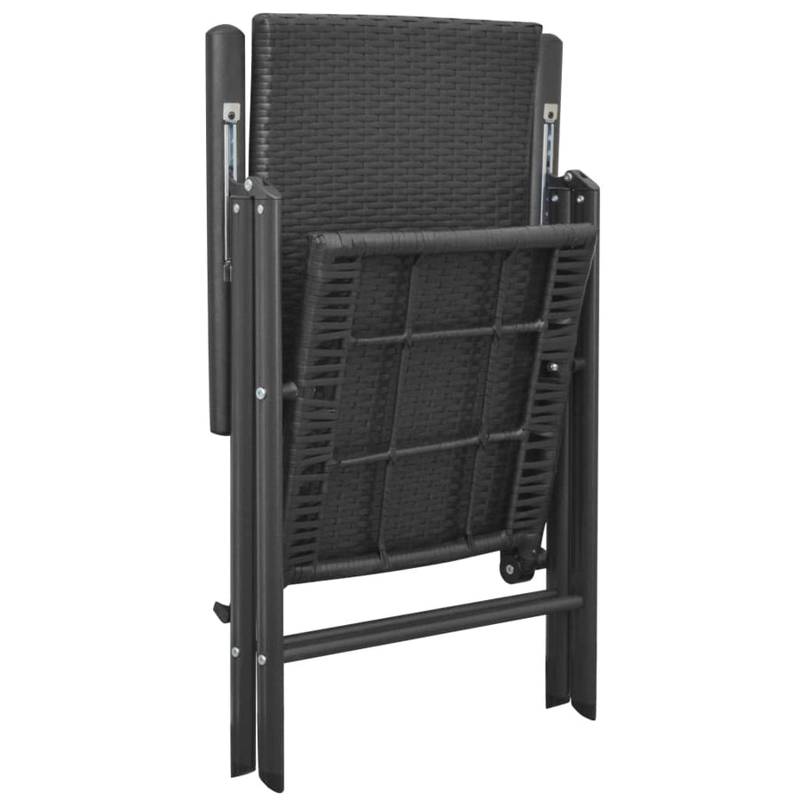 Stackable Folding Chairs 2 pcs Poly Rattan Black
