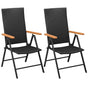 Stackable Folding Chairs 2 pcs Poly Rattan Black