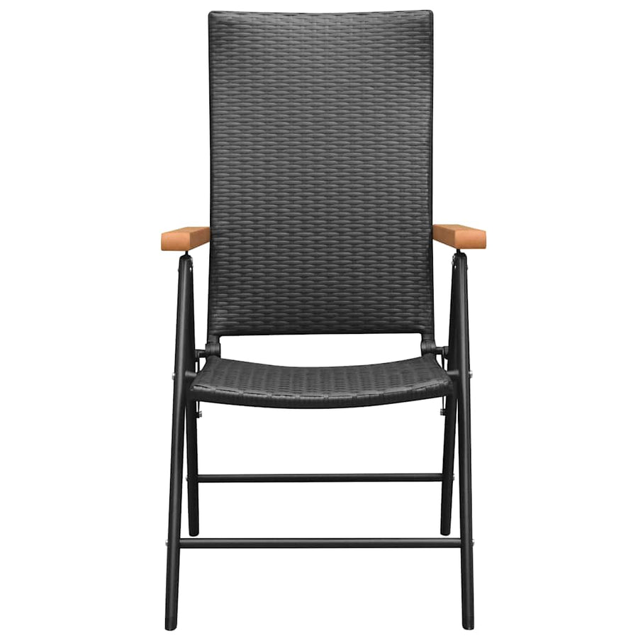 Stackable Folding Chairs 2 pcs Poly Rattan Black