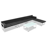 5 Piece Garden Lounge Set Textilene Aluminium Black - Front View