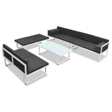 5 Piece Garden Lounge Set Textilene Aluminium Black - Side View