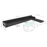 5 Piece Garden Lounge Set Textilene Aluminium Black - Extra Image