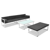 4 Piece Garden Lounge Set with Cushions Aluminium Black - Side View