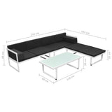 4 Piece Garden Lounge Set with Cushions Aluminium Black - Extra Image