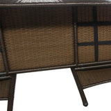 2-Seater Garden Sofa with Tea Table Poly Rattan Brown - Top-Down View
