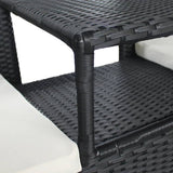 2-Seater Garden Sofa with Tea Table Poly Rattan Black - Side View