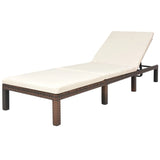 Sun Lounger with Cushion Poly Rattan Brown - Front View