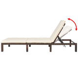 Sun Lounger with Cushion Poly Rattan Brown - Top-Down View