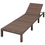 Sun Lounger with Cushion Poly Rattan Brown - Rear View