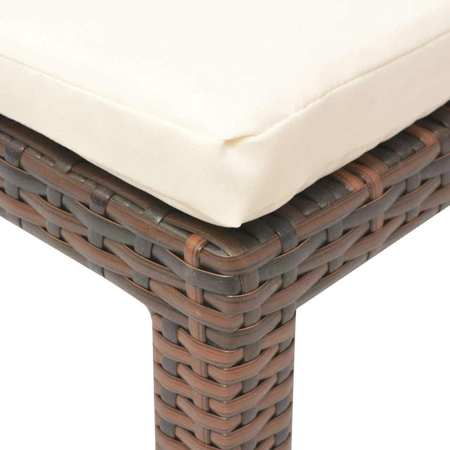 Sun Lounger with Cushion Poly Rattan Brown