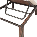 Sun Lounger with Cushion Poly Rattan Brown - Low Angle