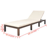 Sun Lounger with Cushion Poly Rattan Brown - Extra Image