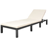 Sun Lounger with Cushion Poly Rattan Black - Front View