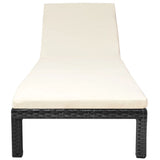 Sun Lounger with Cushion Poly Rattan Black - Side View