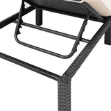 Sun Lounger with Cushion Poly Rattan Black - Low Angle