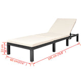 Sun Lounger with Cushion Poly Rattan Black - Extra Image