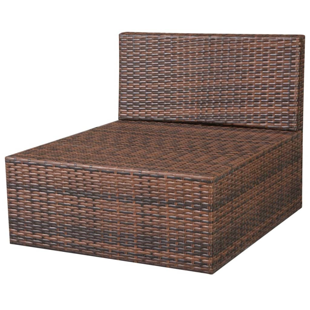 10 Piece Garden Lounge Set with Cushions Poly Rattan Brown