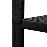 3 Piece Bistro Set Poly Rattan Black - Rear View