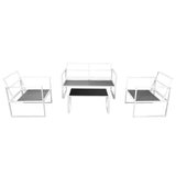 4 Piece Garden Lounge Set with Cushions Steel White - Top-Down View