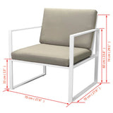 4 Piece Garden Lounge Set with Cushions Steel White