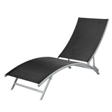 Sun Lounger Steel and Textilene Black - Front View