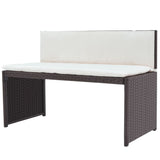 5 Piece Outdoor Dining Set Steel Poly Rattan Brown - Rear View