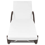 Sun Lounger with Cushion Poly Rattan Brown - Side View