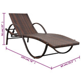 Sun Lounger with Cushion Poly Rattan Brown - Close-Up Angle