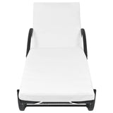 Sun Lounger with Cushion Poly Rattan Black - Side View