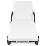 Sun Lounger with Cushion & Table Poly Rattan Black - Top-Down View
