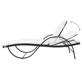 Sun Lounger with Cushion & Table Poly Rattan Black - 45-Degree Angle