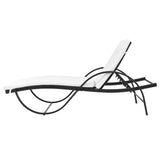 Sun Lounger with Cushion & Table Poly Rattan Black - Rear View