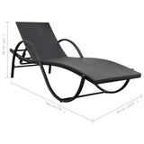 Sun Lounger with Cushion & Table Poly Rattan Black - Extra Image