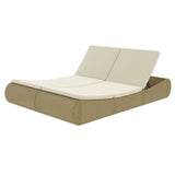 Outdoor Lounge Bed Poly Rattan Beige - Front View