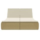 Outdoor Lounge Bed Poly Rattan Beige - Side View