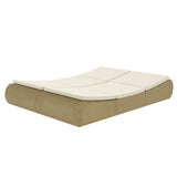Outdoor Lounge Bed Poly Rattan Beige - Top-Down View
