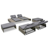 5 Piece Garden Lounge Set with Cushions Poly Rattan Grey - Side View