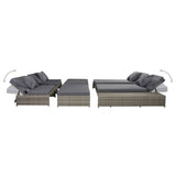5 Piece Garden Lounge Set with Cushions Poly Rattan Grey - Top-Down View