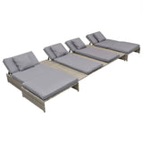 5 Piece Garden Lounge Set with Cushions Poly Rattan Grey - 45-Degree Angle