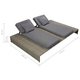 5 Piece Garden Lounge Set with Cushions Poly Rattan Grey - Extra Image