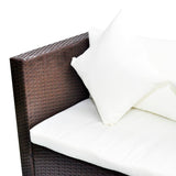 4 Piece Garden Lounge Set with Cushions Poly Rattan Brown - Side View