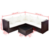 4 Piece Garden Lounge Set with Cushions Poly Rattan Brown - Top-Down View