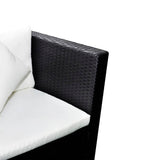 4 Piece Garden Lounge Set with Cushions Poly Rattan Black - Side View